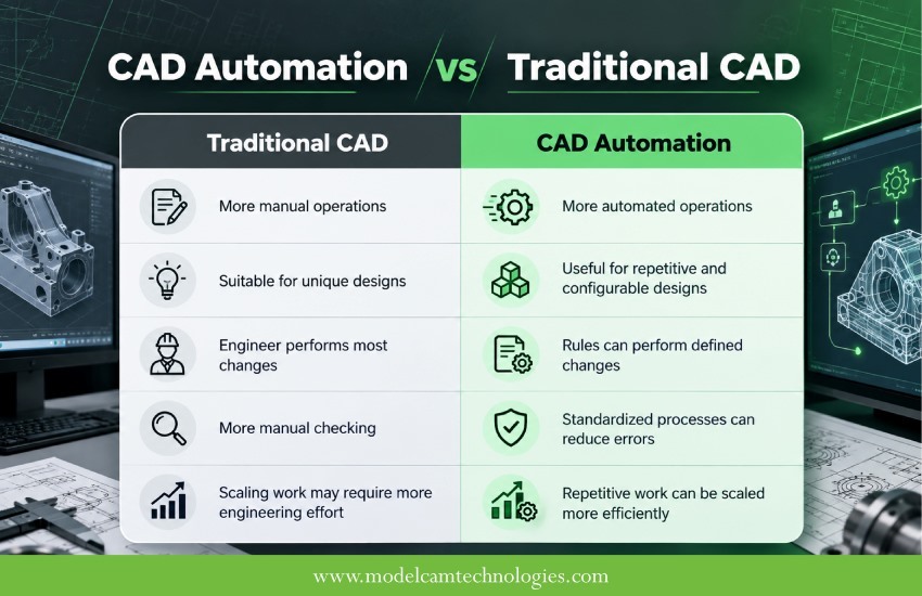 CAD automation vs traditional CAD comparison of manual and automated design processes