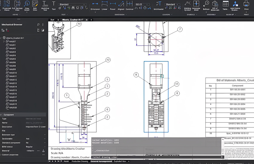 Accurate mechanical manufacturing drawings designed in BricsCAD V26 for production-ready engineering
