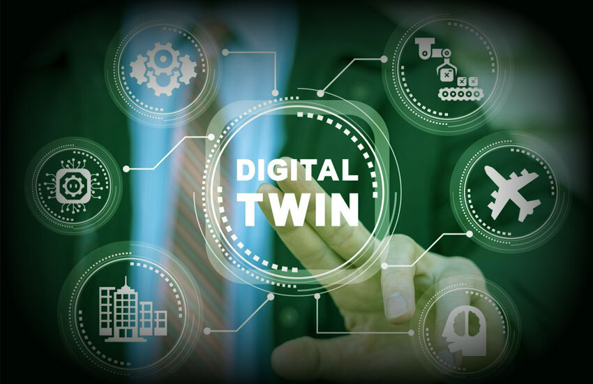 Infographic of emerging innovations in digital twin technology for smart manufacturing and predictive analytics