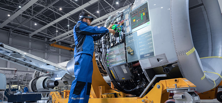 aerospace and defense service technician using augmented reality