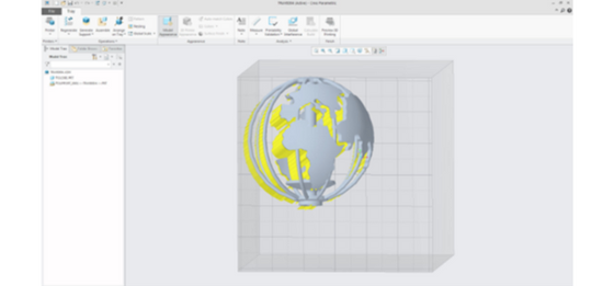 3D model in CAD software showing support structures